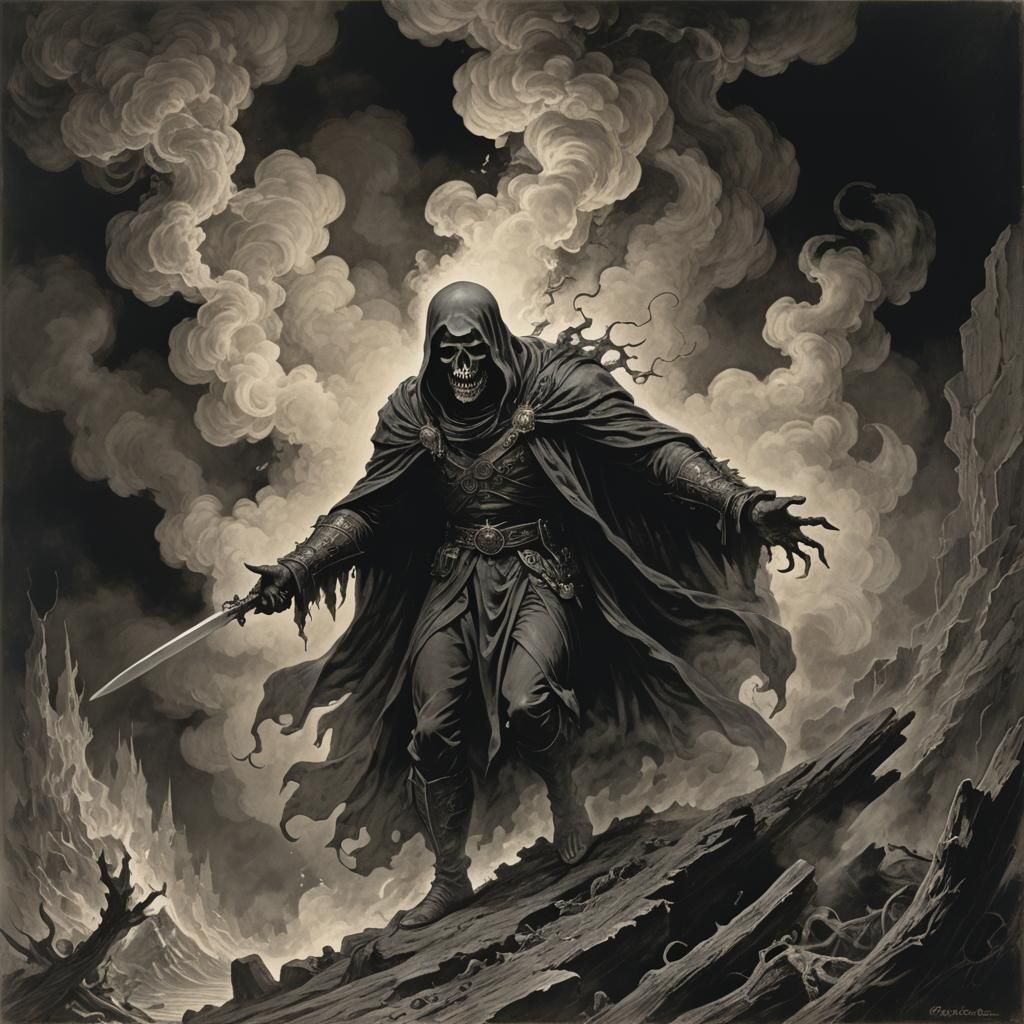 Wraith in Smoke: A Dark Fantasy Image