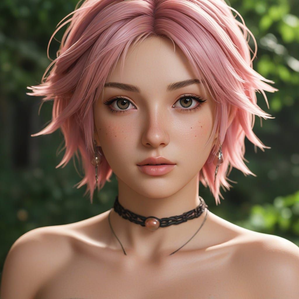 Photorealistic Sakura Haruno Portrait in Natural Setting