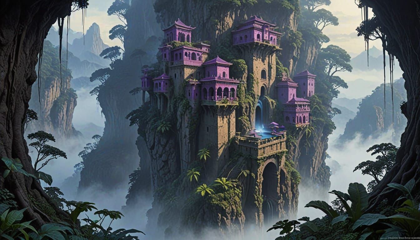 Ancient Metropolis in Muted, Mystical Twilight