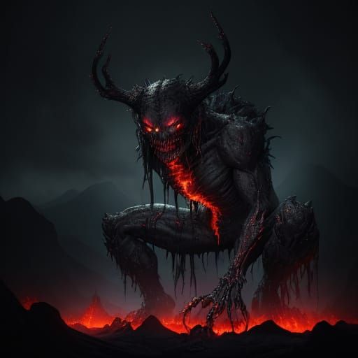 Hellish Landscape of Twisted Terror in Crimson Darkness