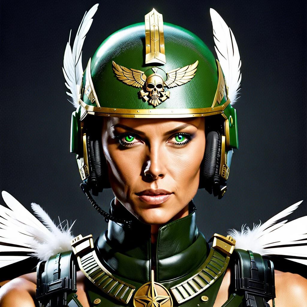 Female Space Marine in Warhammer 40k Style