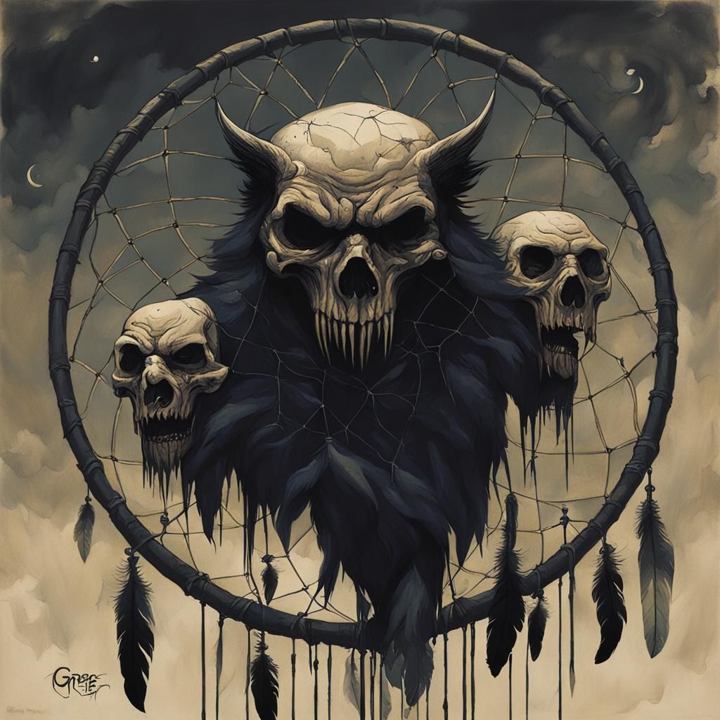 Dreamcatcher Captures Sinister Nightmares: Dark Fantasy Art