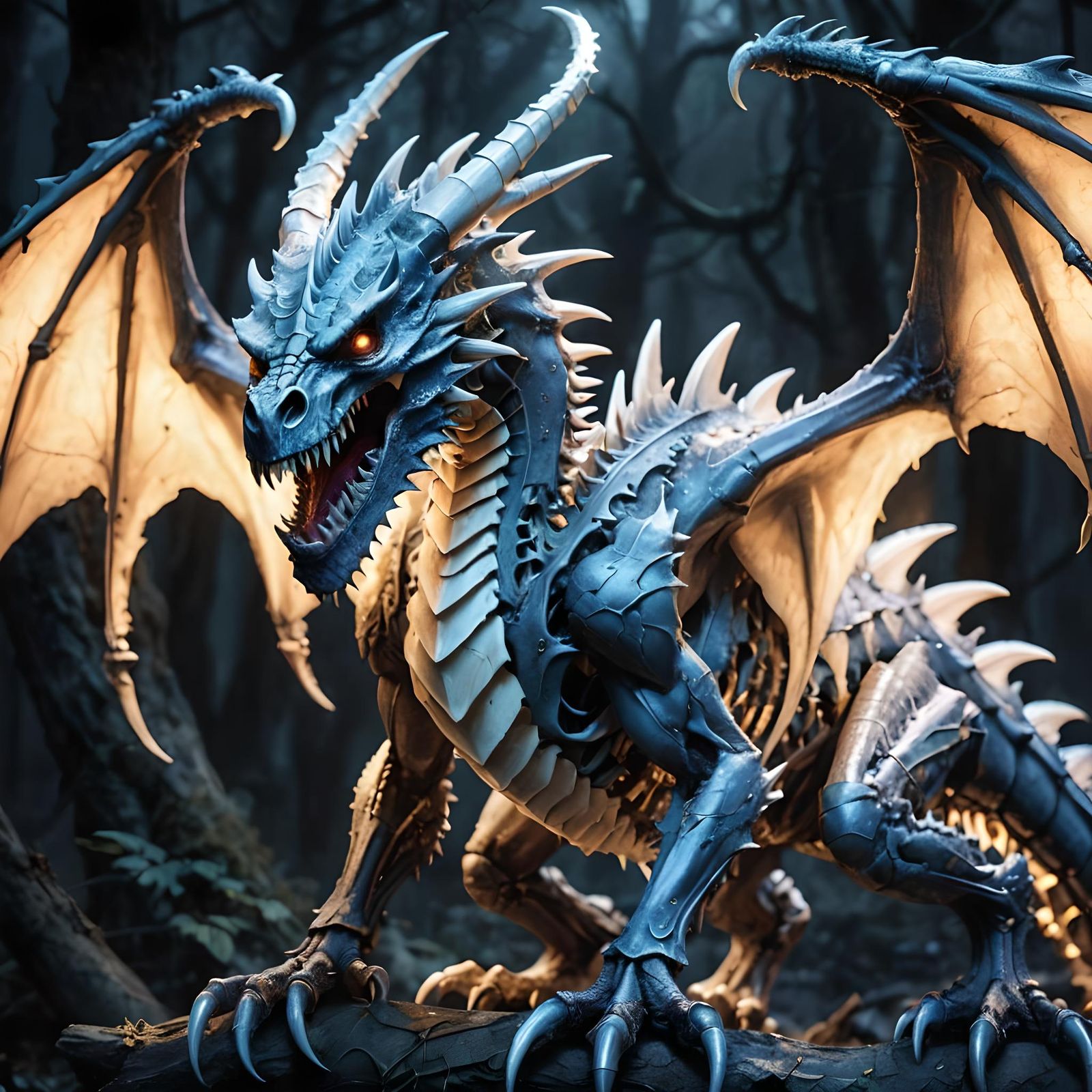 Skeletal Dragon with Bone Thorns and Spikes