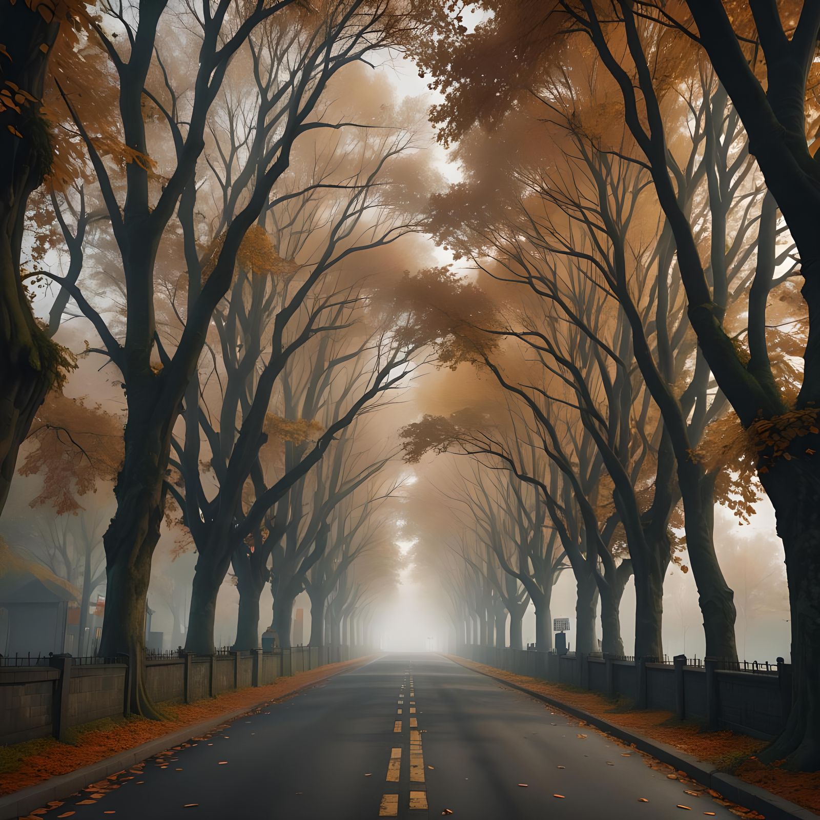 Enchanting Autumn Street Scene in Unreal Engine 5