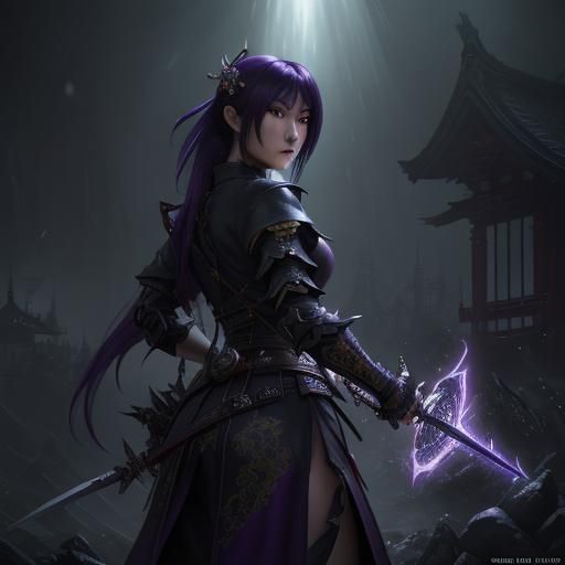 Chibi Gothic Girl with Swords in Dark Fantasy Style