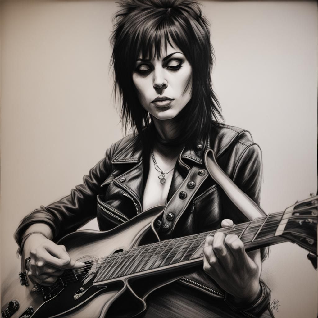 Drawing of Rock Star Playing Guitar