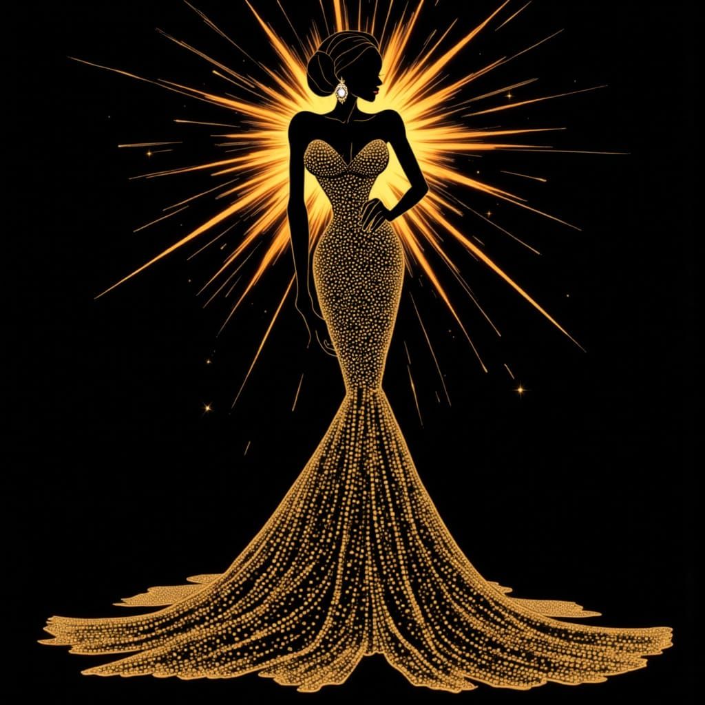 Glamorous Black Woman in Luxury Mermaid Gown