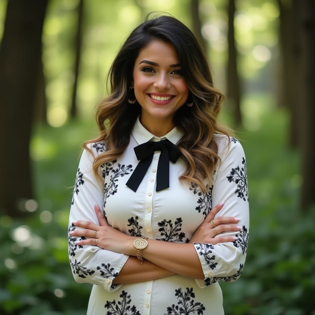 Confident Teacher in Emerald Forest Portrait