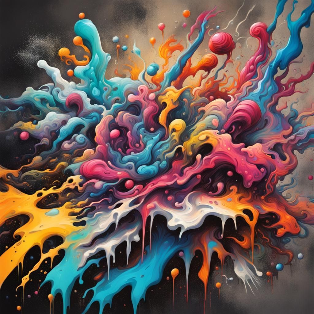 Colorful Graffiti Art with Oil Gouache Textures