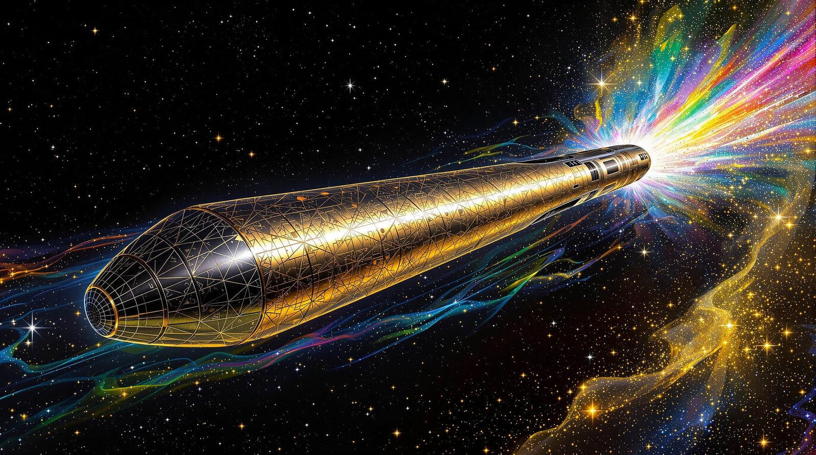 Interstellar Cylinder in Cosmic Nebula, Klimt Style