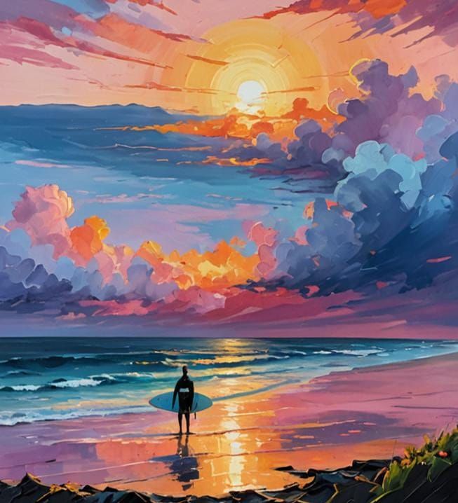 Sunset in Acrylic Painting Style