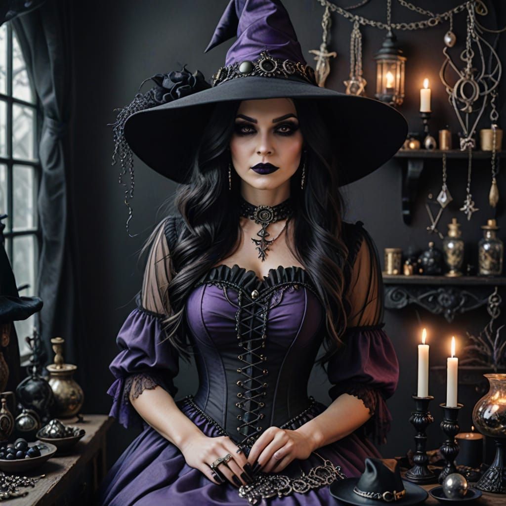 Witch Crafting Jewelry in Dark Purple and Grey
