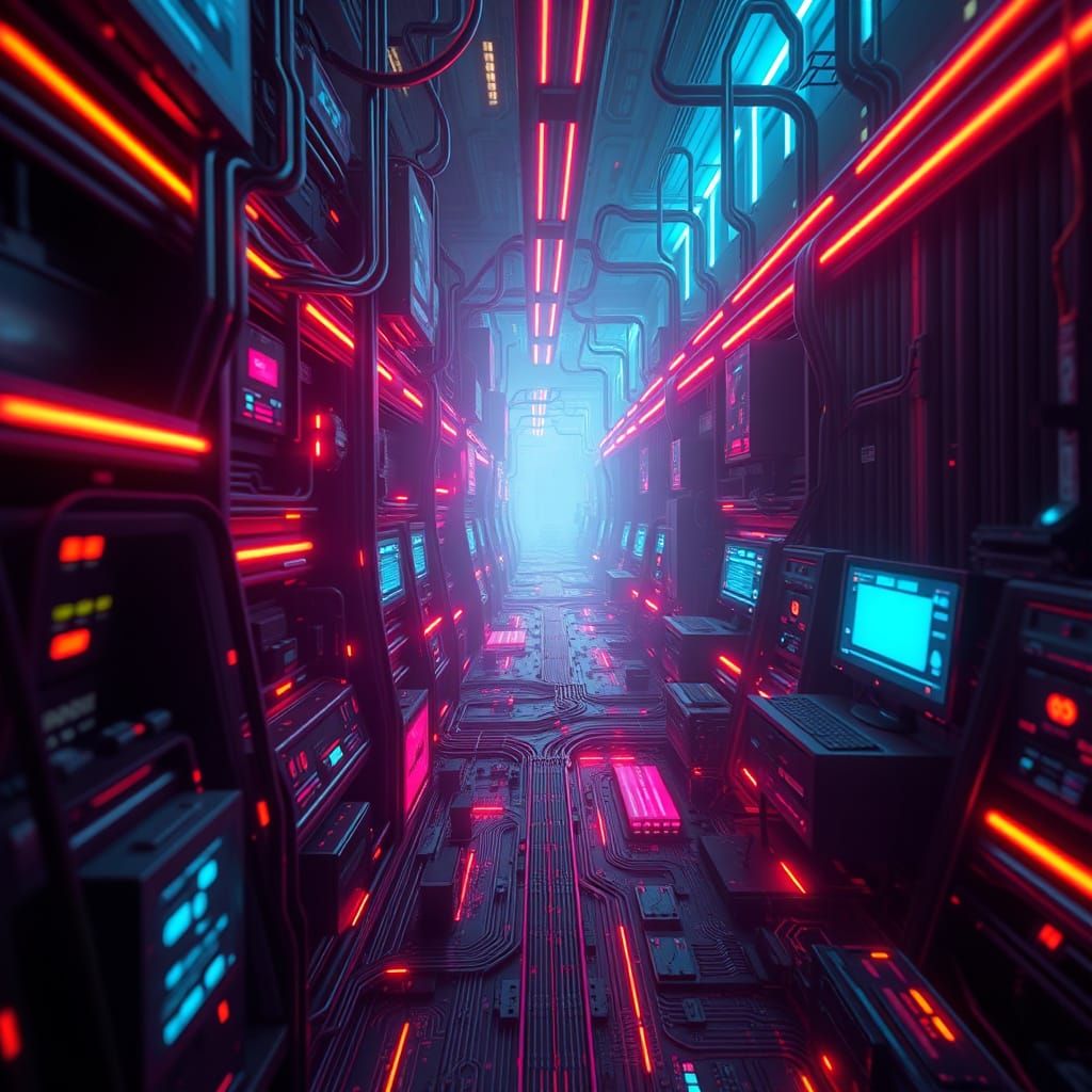 Cyberpunk Cityscape in Neon-Lit Glory