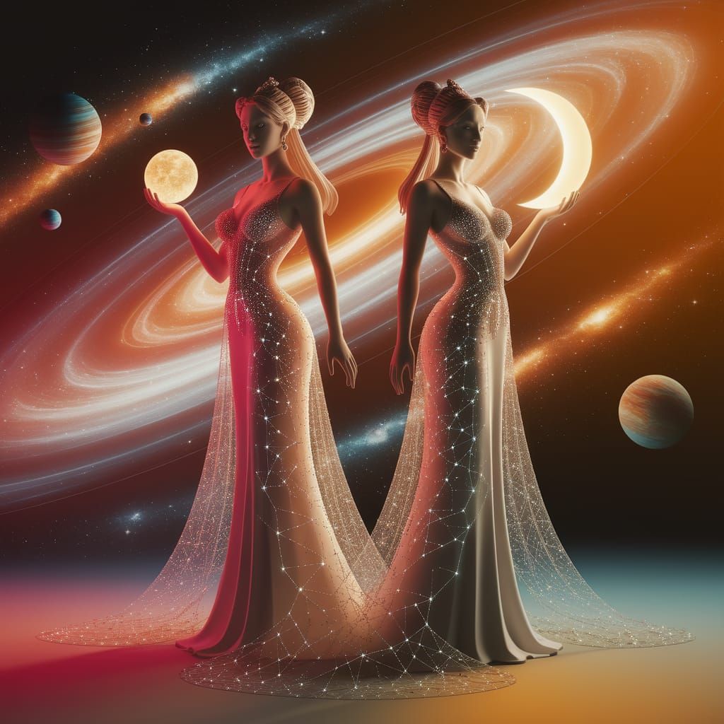 Ethereal Goddesses in Celestial 3D Render
