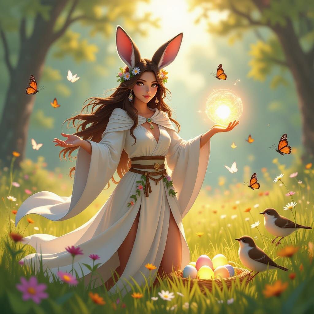 Kangaroo Druidess Casting Spell in Anime Style