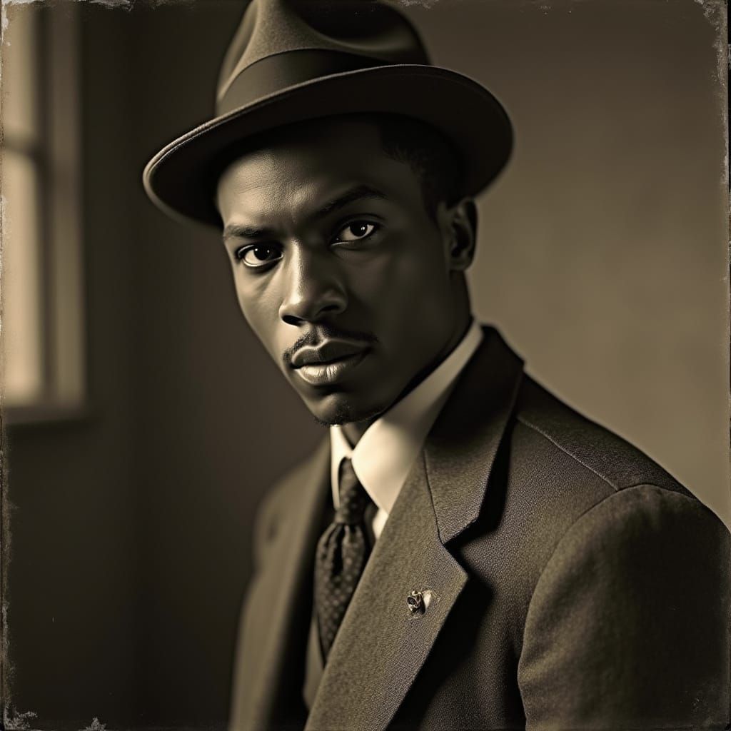 Dashing Black Man in Zoot Suit, Captured in Sepia Tone