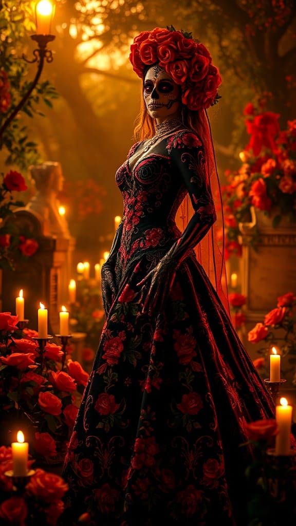 La Catrina in a Mexican Graveyard, Cinematic Style