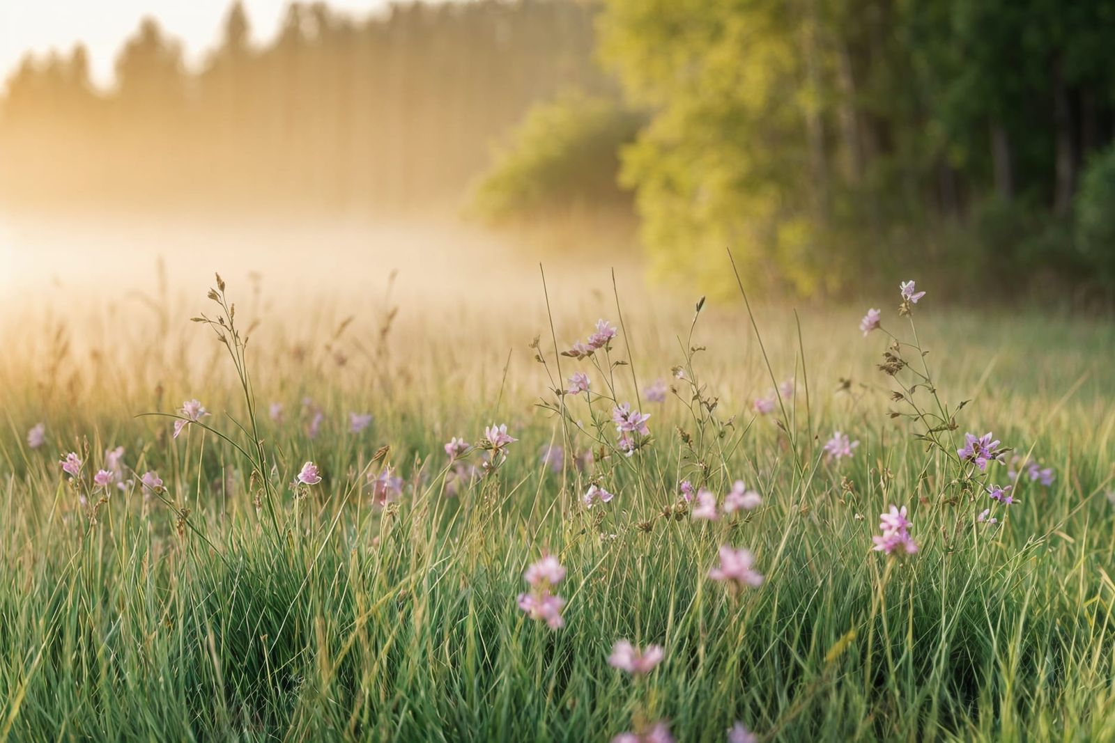 Sunlit Meadow at Dawn: A Fine Art Photograph