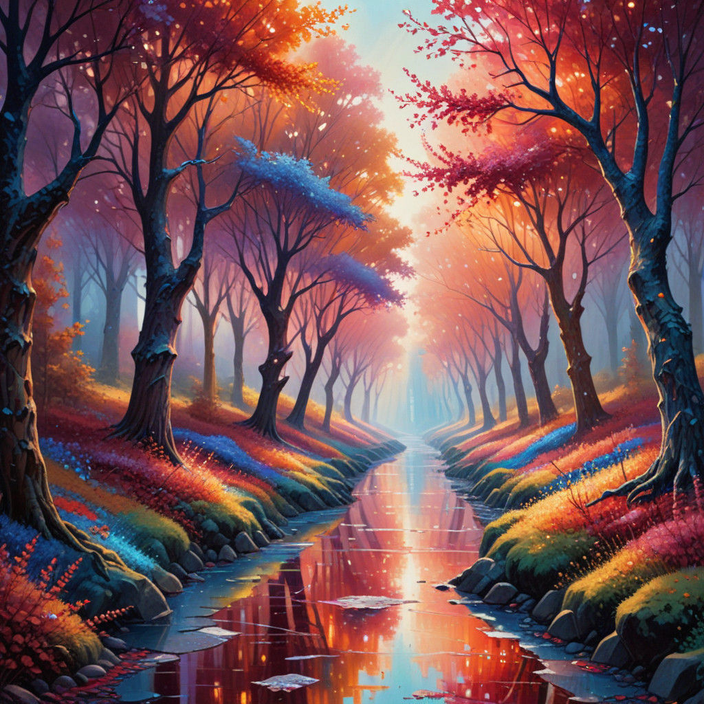 Dreamlike Garden Alley of Glittering Diamond Trees