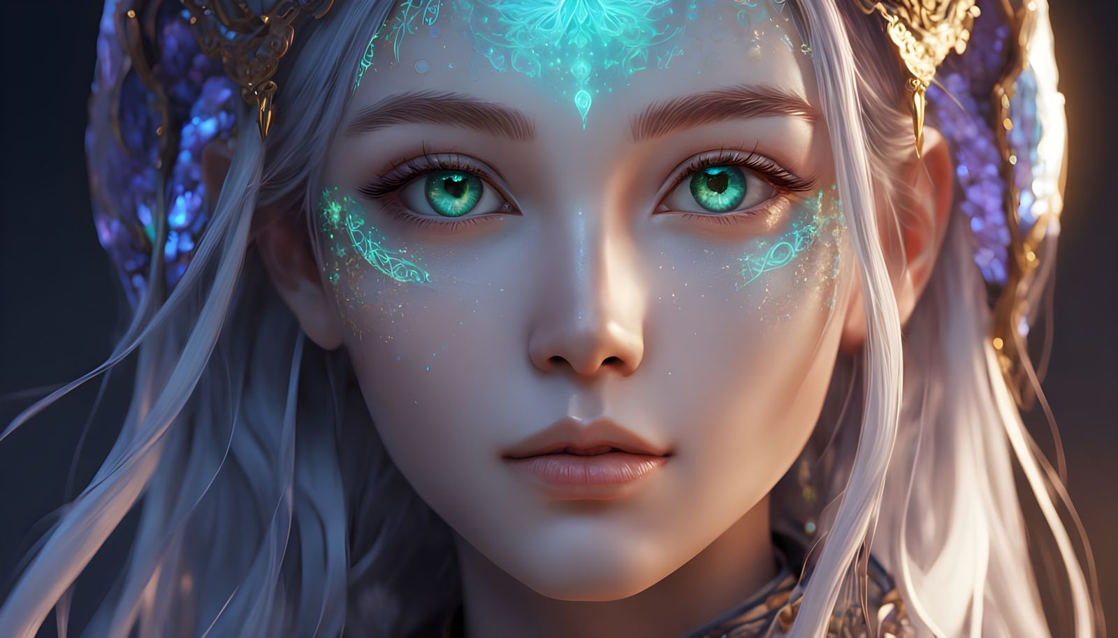 Ethereal Alien Goddess with Cosmic-Colored Eyes in 3D Anime ...
