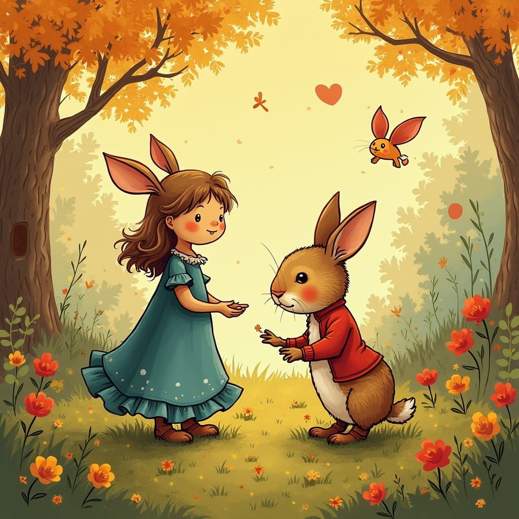 Whimsical Fantasy Scene in Vibrant Digital Painting Style