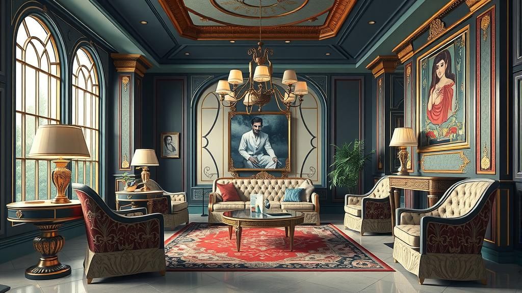 Art Deco Interior with Futuristic Hyperrealism