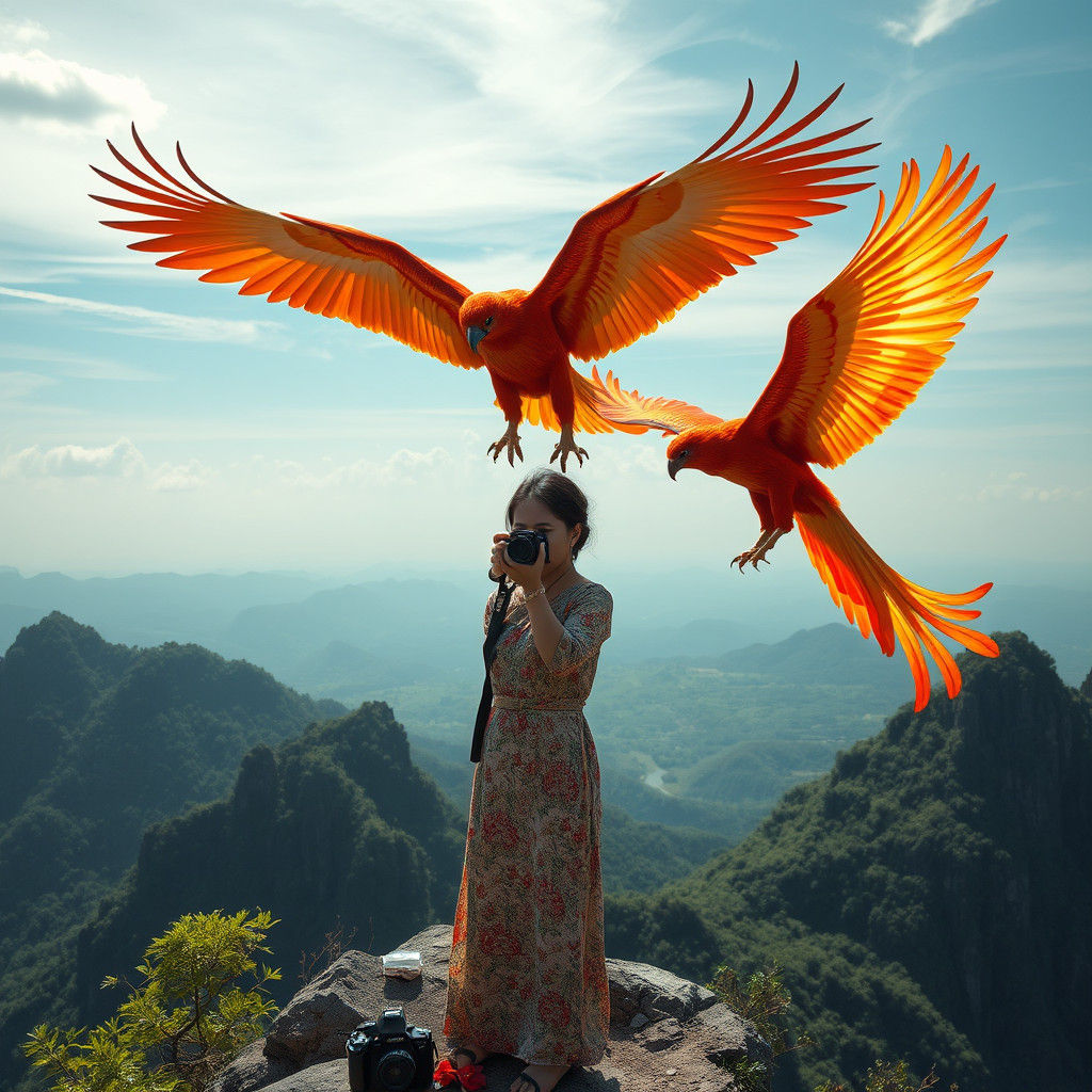 Girl and Phoenix Selfie at Sunset