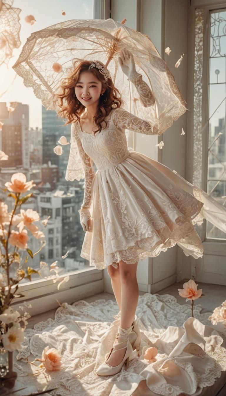 Elegant Korean Bride in Soft Focus Wedding Portrait