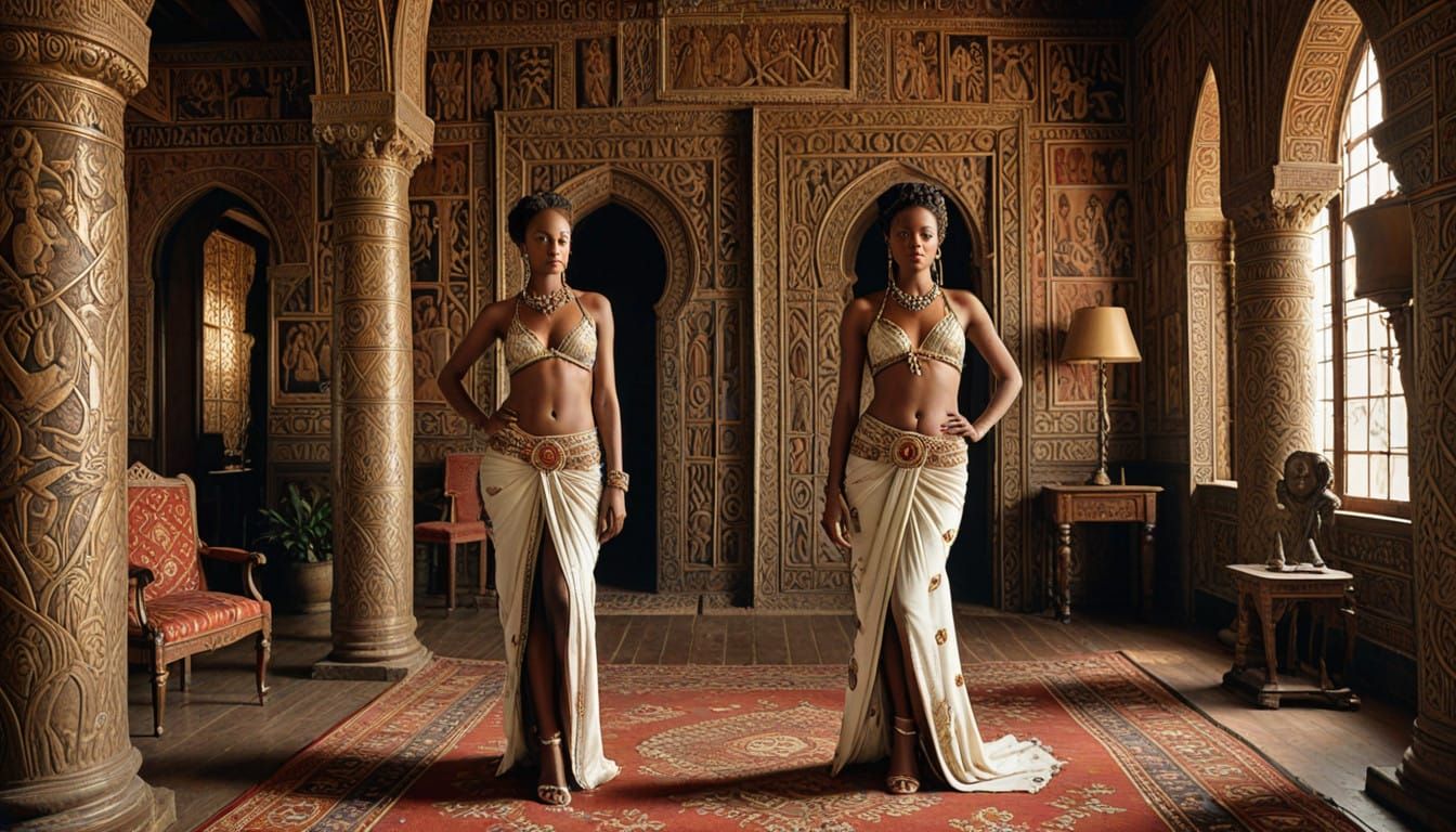 Elegant Ethiopian Noblewoman in Luxurious Palace Chamber
