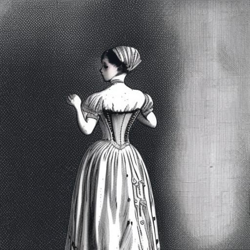 Victorian Woman in Full Dress Portrait