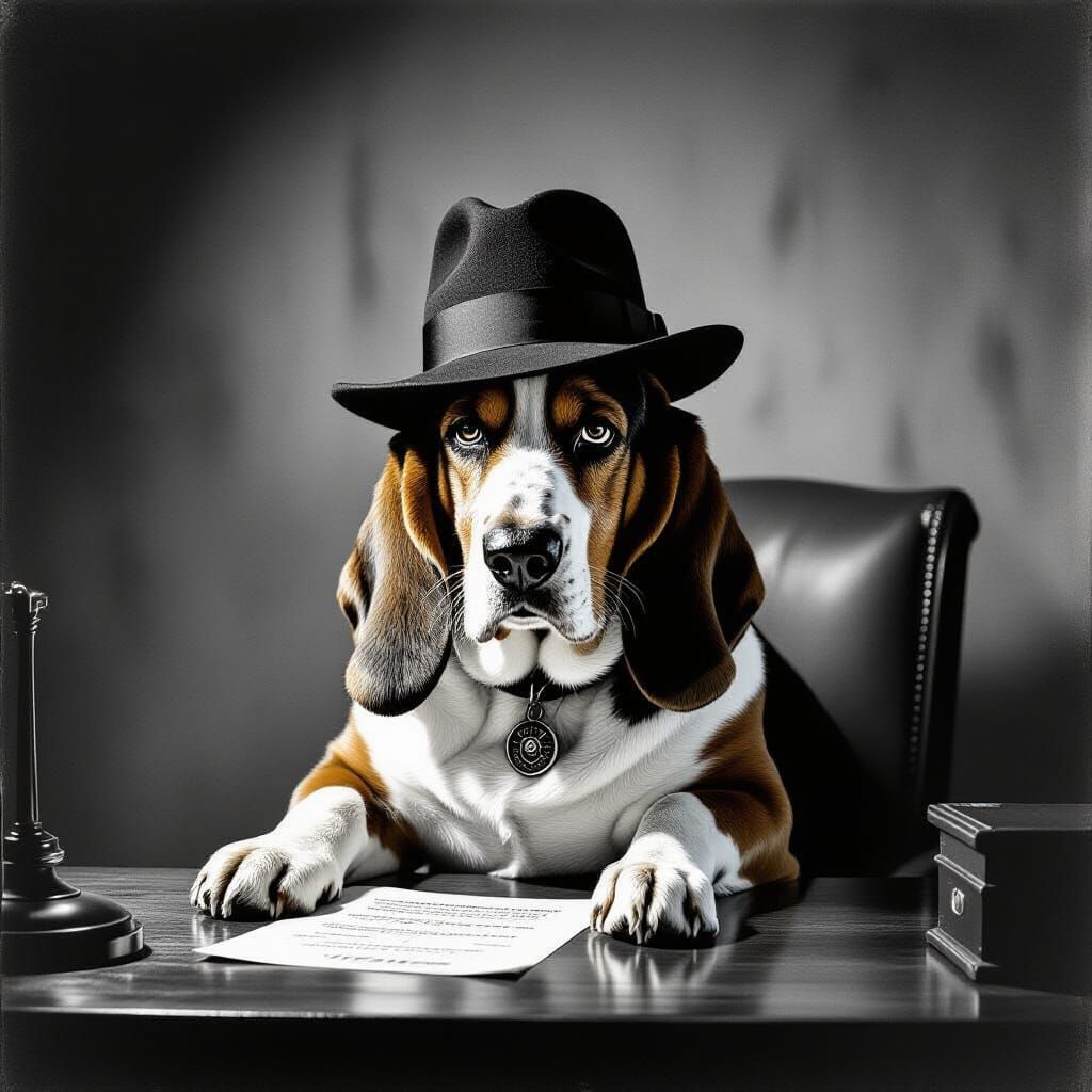 Basset Hound Detective Solves Case in Black and White