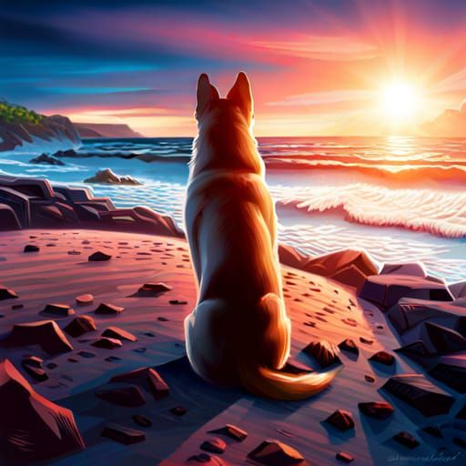 Hyperrealistic Beach Landscape in Splash Art Style