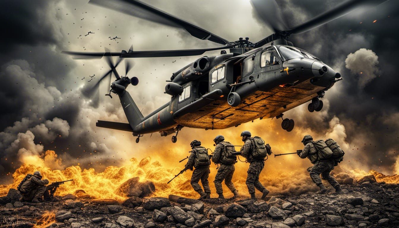 Hyperrealistic War Scene in a Cinematic HDR Style