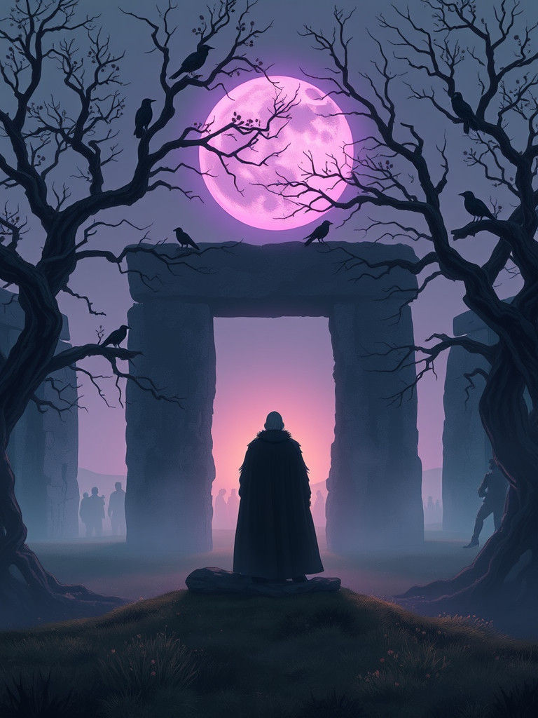 Myrddin at Stonehenge: A Dark Fantasy Scene