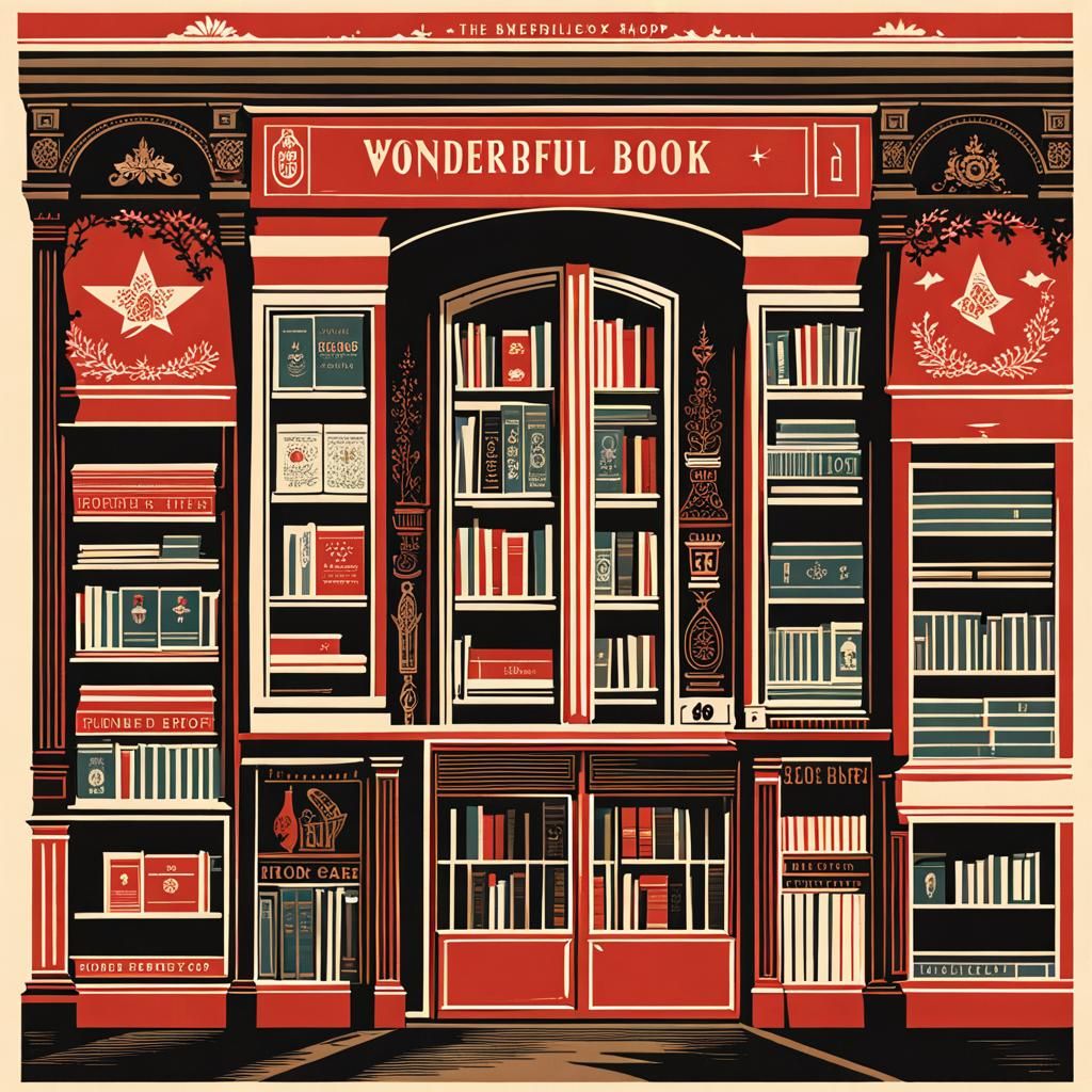 Enchanting Bookshop Illustration in Storybook Style