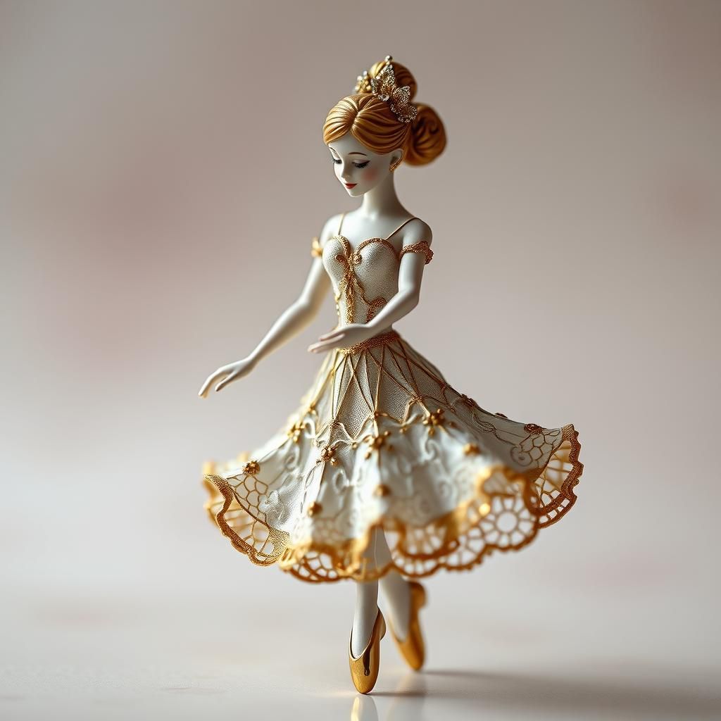Enamel Ballerina Figurine in Hyperrealistic Style