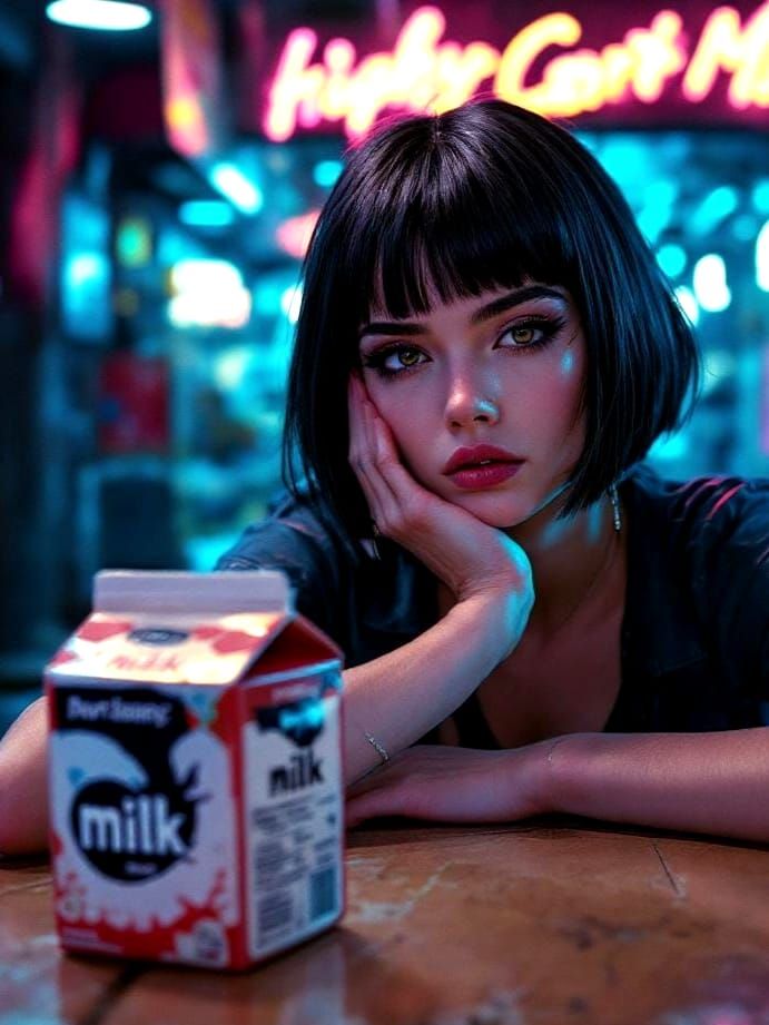 Punk Girl Portrait with Neon Lighting