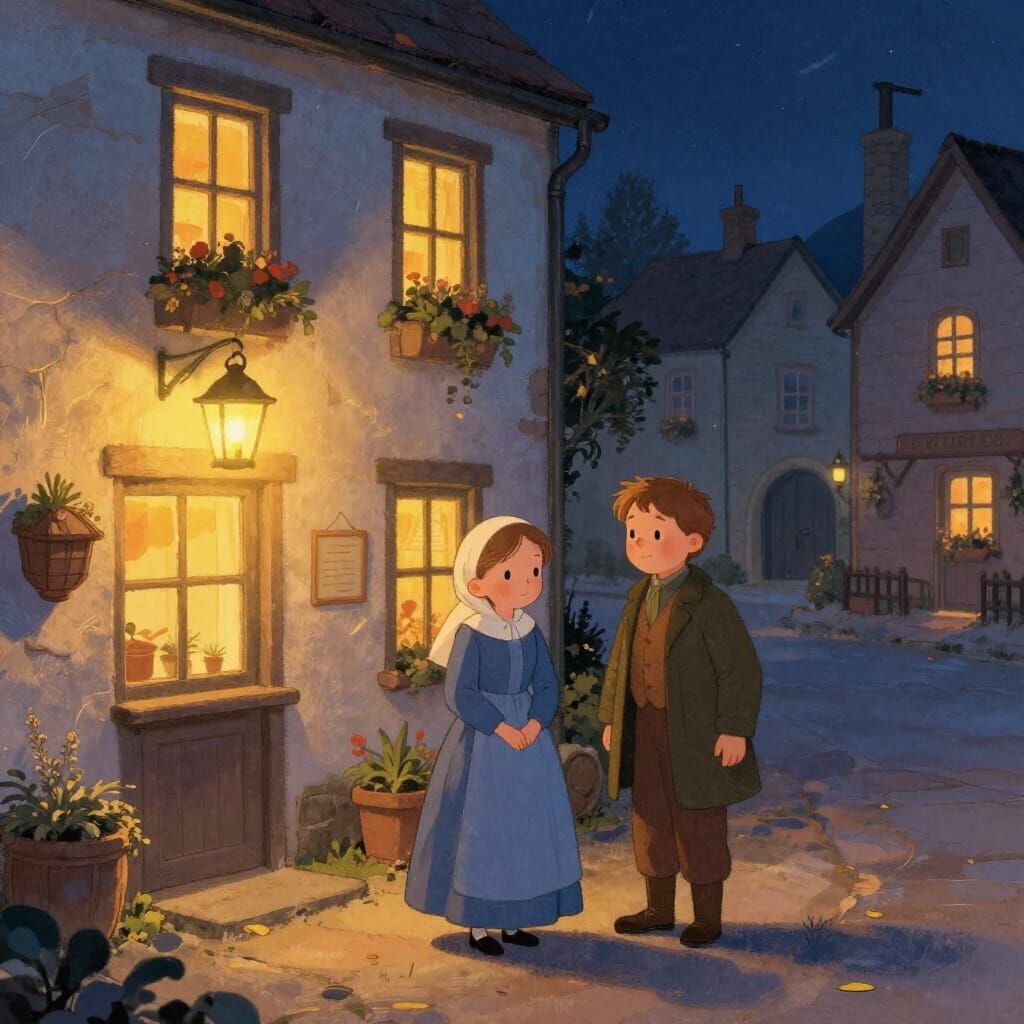 Mary and Joseph Outside Inn, Christmas Storybook Style