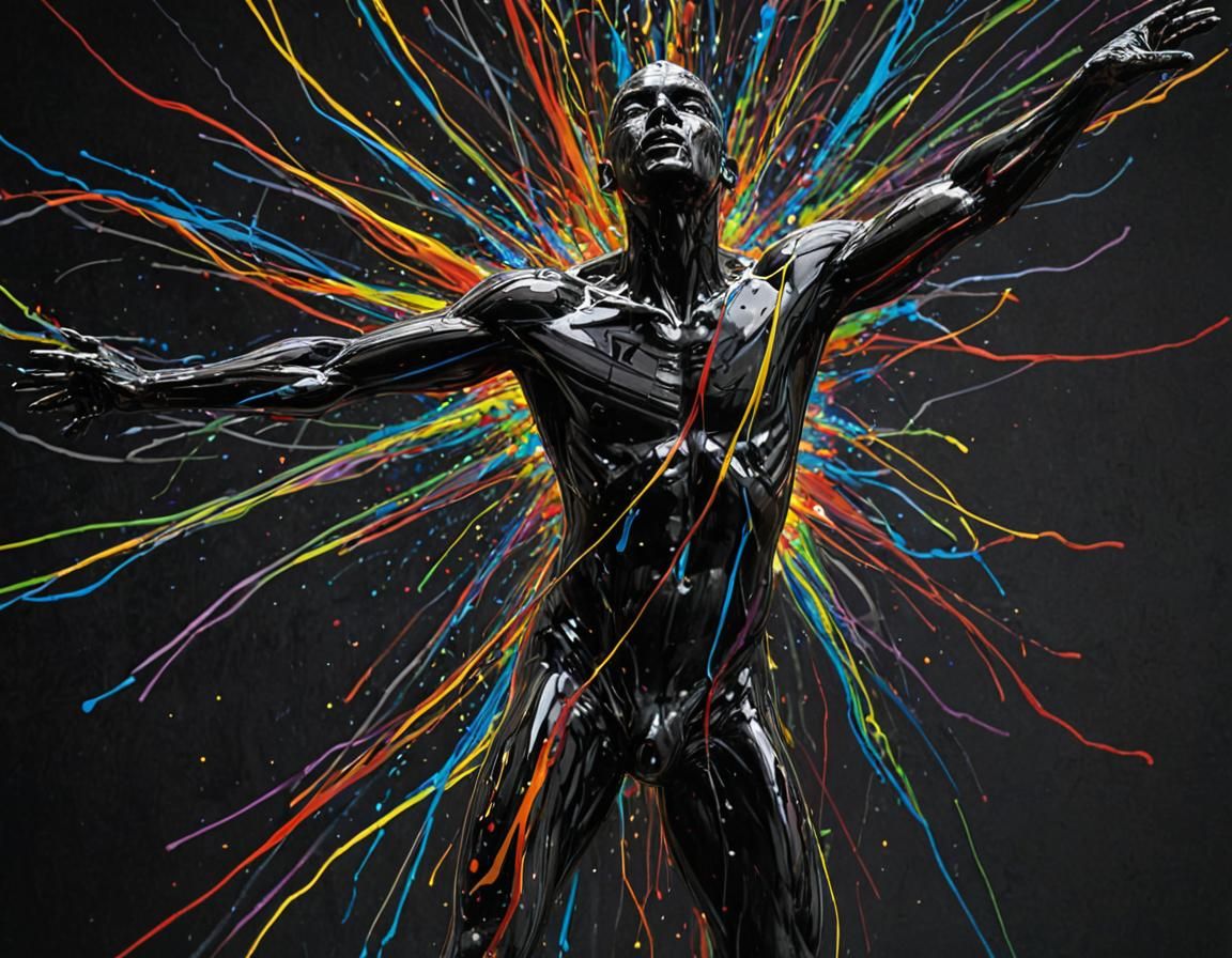 Expressionist Portrait with Fluid Lines and Vibrant Colors