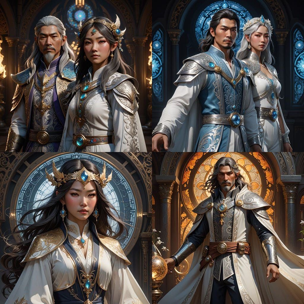 Eastern Enchantress: Fantasy Asian Wizard Portraits in White...