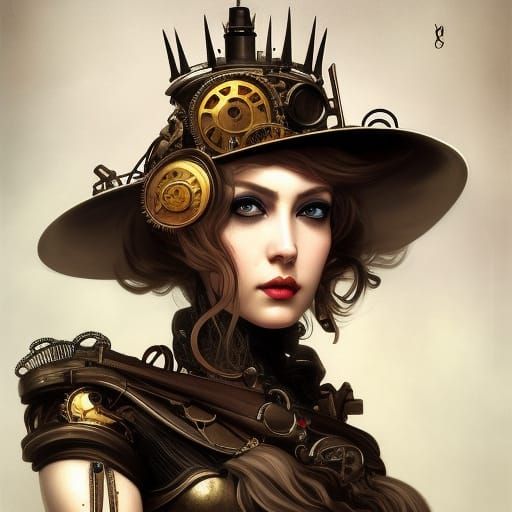Steampunk Queen of Spades Portrait in 8K