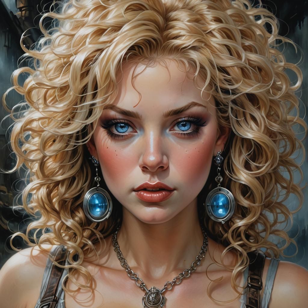 Surreal Woman with Pig Features in Post-Apocalyptic Art