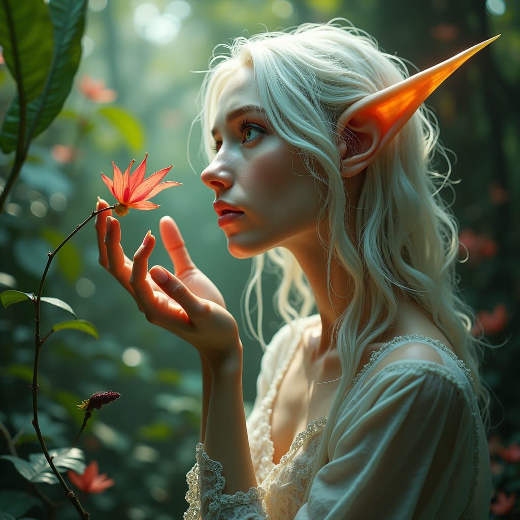 Enchanted Elf in Fantasy Landscape: Matte Painting