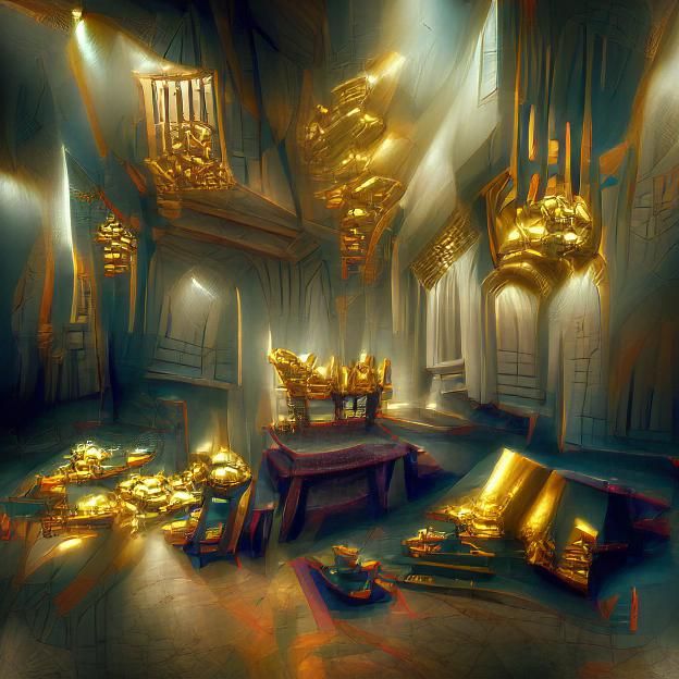 Thieves' Guild Throne Room with Gold Piles