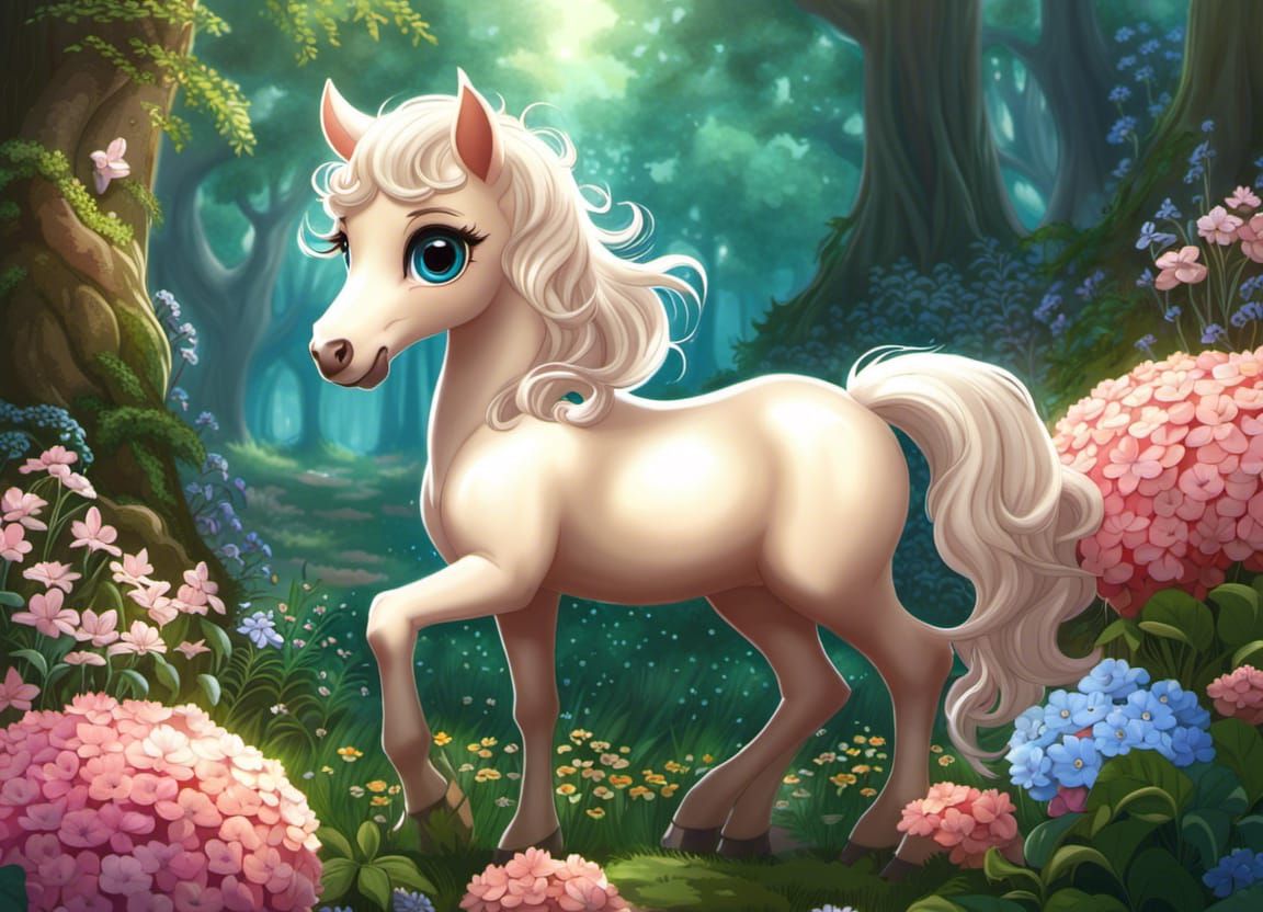 Cute Baby Centaur in Fantasy Forest