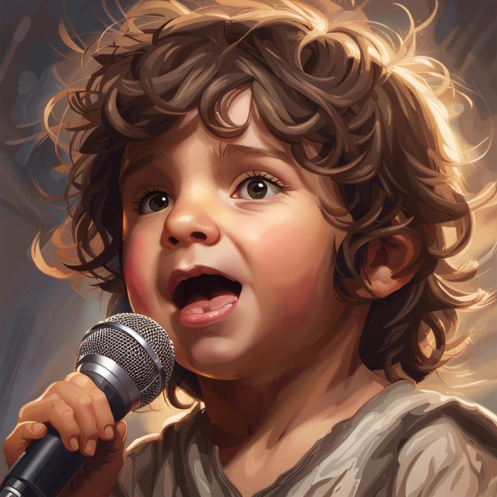 Brunette Toddler Singer Concept Art Portrait