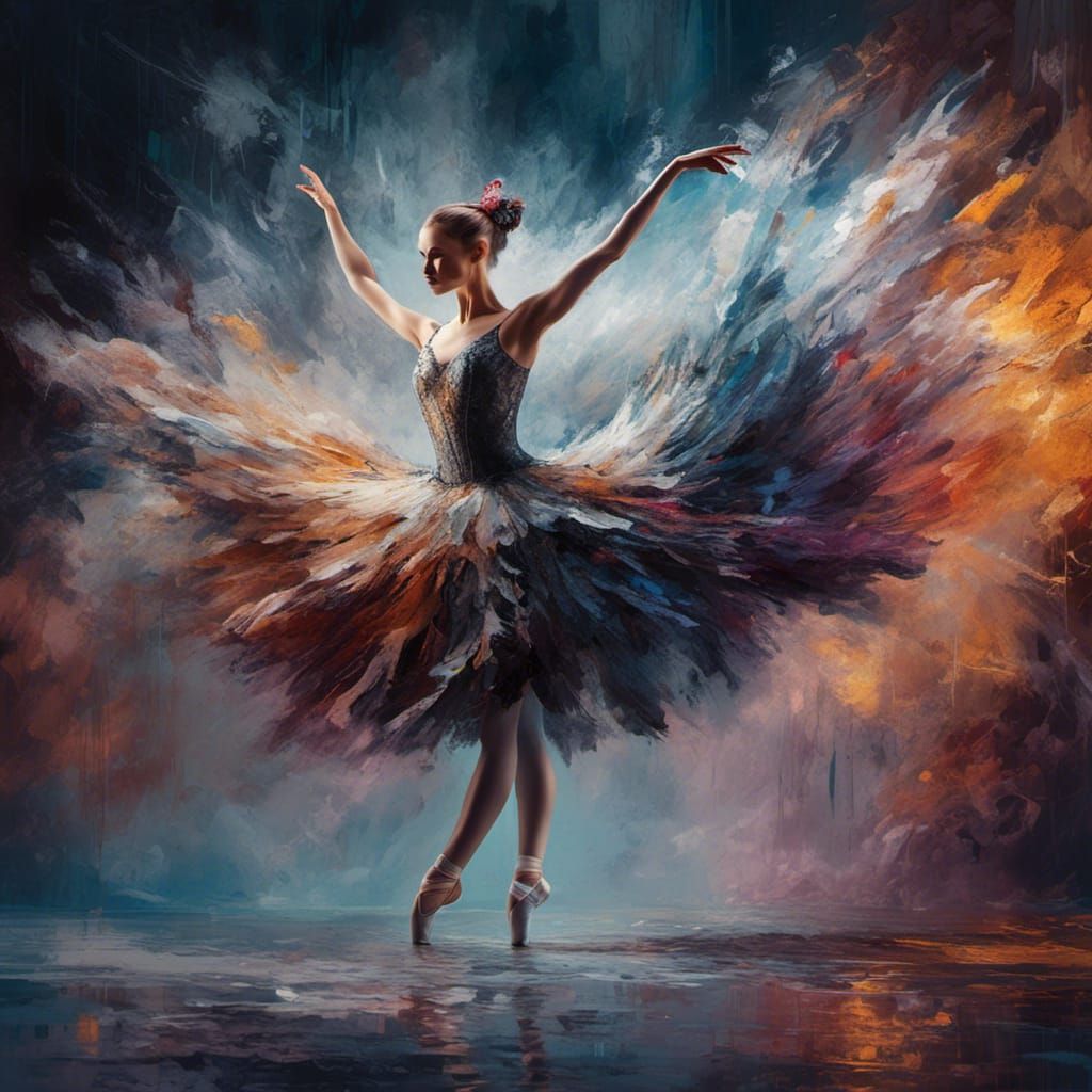 Ballet Dancers on Stage in Hyperrealistic Style
