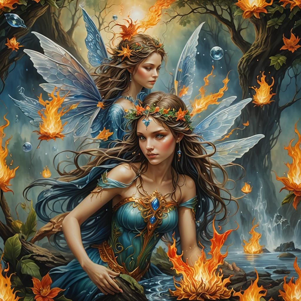 Elemental Fairy in Detailed Oil Painting Style