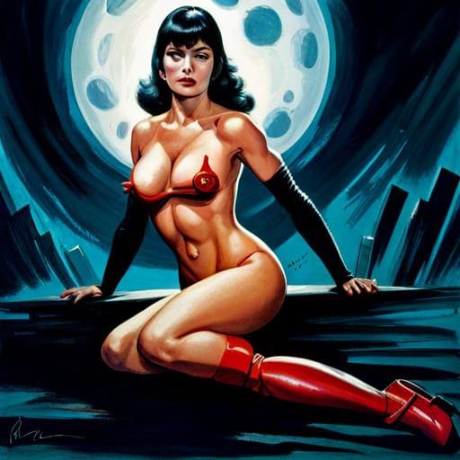 Vampirella Portrait in Comic Book Style