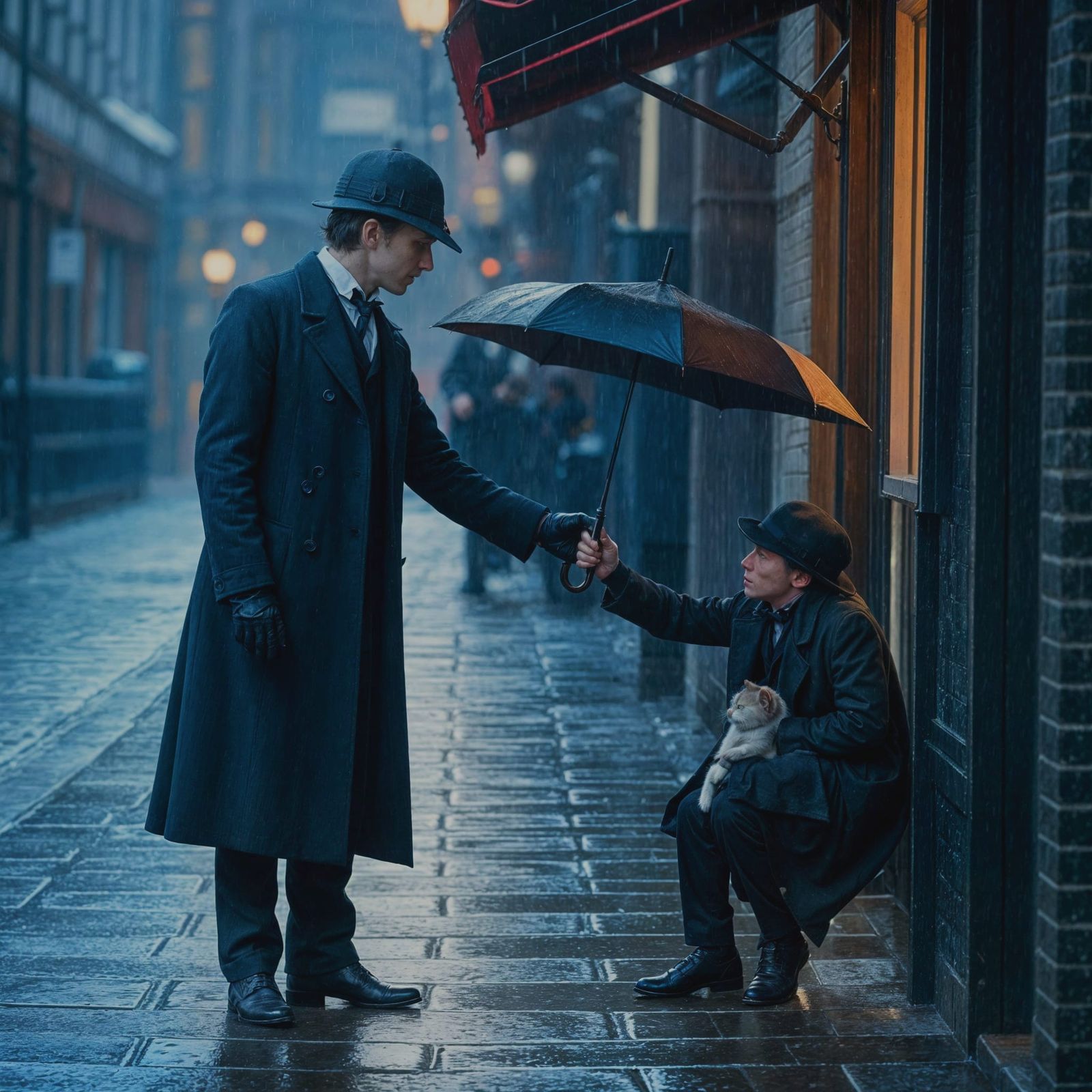 Sherlock Holmes Offers Shelter on a Rainy London Night